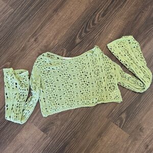 Green Crochet Knit Sweater